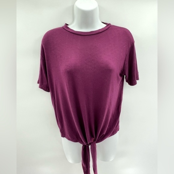 BOOHOO WOMENS MAROON TIE FRONT TEE SZ2 - Picture 6 of 12